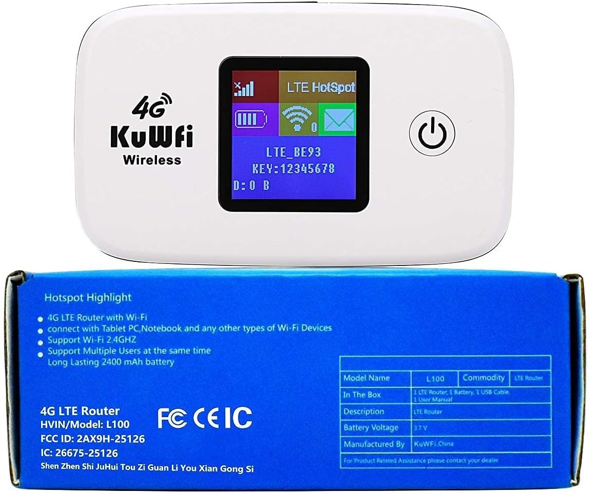 Mobile Wifi Hotspot | Kuwfi 4G Lte Unlocked Wi Fi Hotspot Device | Portable Wifi Router With Sim Card Slot For Travel Friendly Mobile Travel Router Perfect For At&T/T Mobile Users